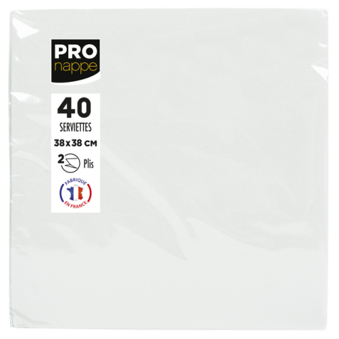 Pack of 40 micro-embossed 2-ply wadding napkins - 38x38 cm