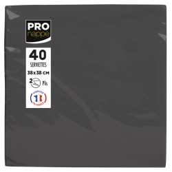 Packung mit 40 Servietten, mikrogeprägt, Tissue, 2-lagig - 38x38cm - Schwarz
