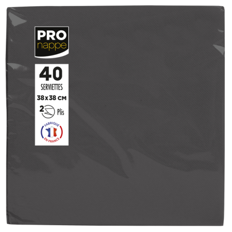 Packung mit 40 Servietten, mikrogeprägt, Tissue, 2-lagig - 38x38cm - Schwarz