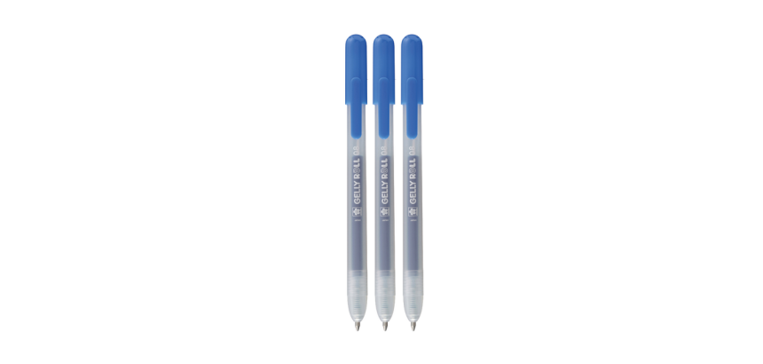 Stylo gel Sakura Gelly Toll Classic 08 rétractable set 3 pièces bleu