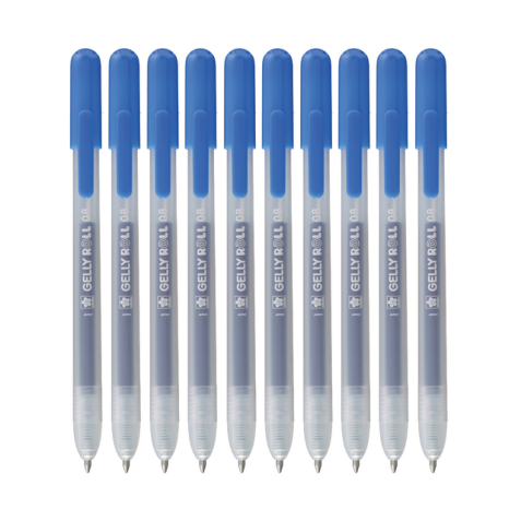 Stylo gel Sakura Gelly Roll Classic 08 rétractable set 10 couleurs bleu
