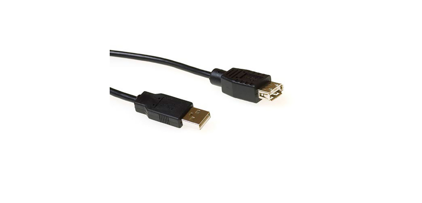 ACT USB 2.0 A Male to USB A Female Cable Black 3m