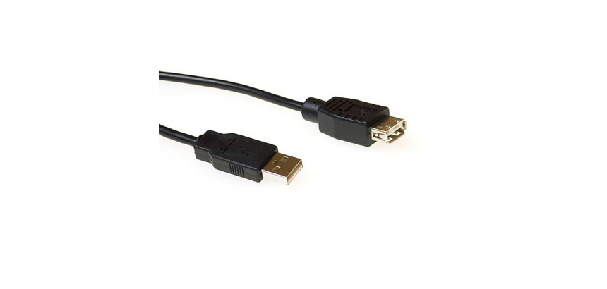 ACT USB 2.0 M-F Cable black 1.8m
