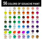 Gouache HIMI 56 couleurs 30g inclus néon et métallisé boîte de rangement blanche