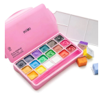 Gouache HIMI 18 kleuren 30gr opbergbox roze