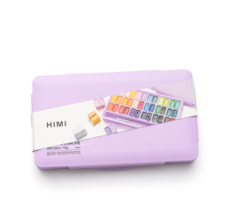Gouache HIMI Twin cups 36 couleurs 12g boîte de rangement lilas