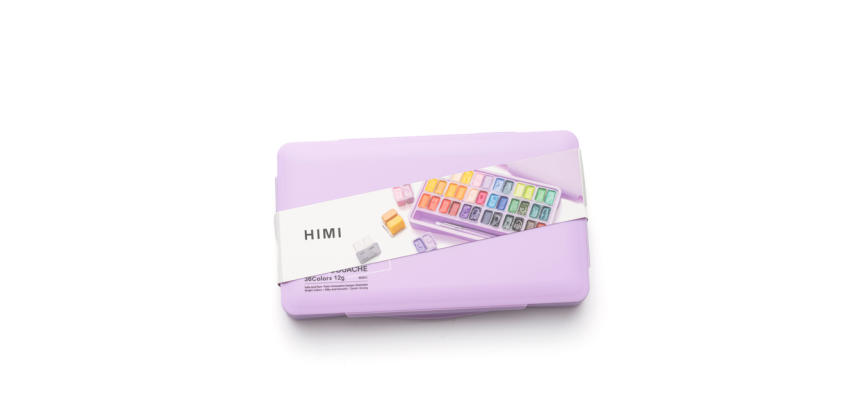 Gouache HIMI Twin cups 36 couleurs 12g boîte de rangement lilas