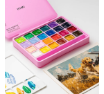Gouache HIMI 24 kleuren 30gr opbergbox roze