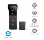 Nedis SmartLife Wi-Fi Video Doorbell 3MP Full HD 1296p Black