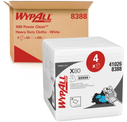 Chiffon de nettoyage WypAll X80 PowerClean 305x317mm 4x 50 feuilles blanc 8388