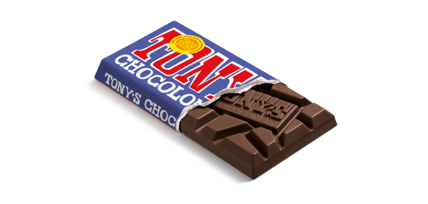 Tony's Chocolonely chocolate bar dark milk, pretzel 90g