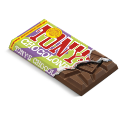 Chocolade Tony's Chocolonely melk karamel pecan crunch reep 90 gram