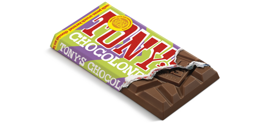 Tony's Chocolonely Milk Caramel Pecan Crunch Chocolate Bar 90g
