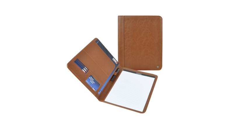 Conférencier DESQ A4 cuir synthétique marron