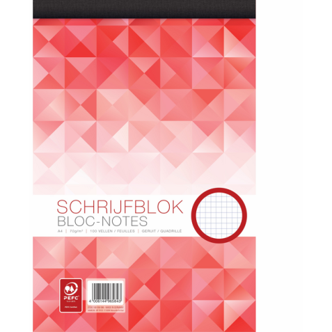 Schrijfblok WORK A4 ruit 5x5 mm 100vel 70gr