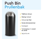 Poubelle BRASQ Push Bin  PB230+ 30 llitres noir