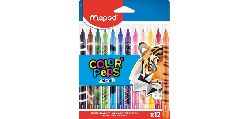 Viltstift Maped Color'Peps Animals set à 12 kleuren