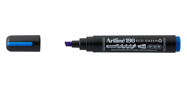 Permanent Marker Artline 190 Dry Safe Eco Chisel 2-5mm Blue