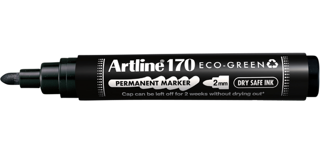 Permanent marker Artline170 Dry Safe Eco rond medium zwart