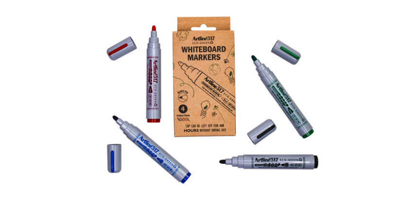Artline 517 Whiteboardmarker Dry Safe Eco Mittel Rundspitze Sortiment, 4 Stück