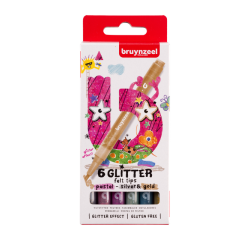 Bruynzeel Kids felt-tip pens pastel silver gold Glitter set of 6 bright colors