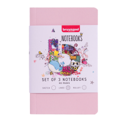 Notitieboek Bruynzeel College A6 40vel set à 3 stuks glitter assorti