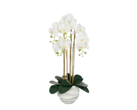 Plante artificielle Mica Phalaenopsis en pot blanc 40x34x82cm