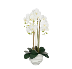 Plante artificielle Mica Phalaenopsis en pot blanc 40x34x82cm