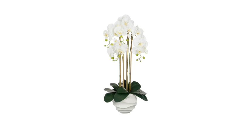 Plante artificielle Mica Phalaenopsis en pot blanc 40x34x82cm