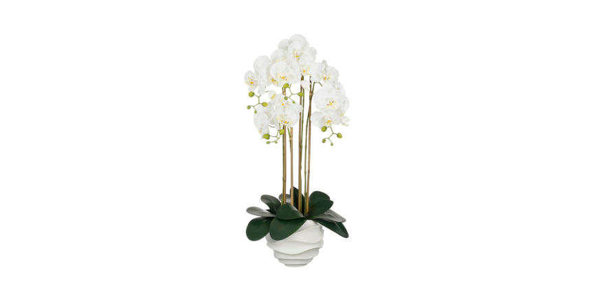 Plante artificielle Mica Phalaenopsis en pot blanc 40x34x82cm