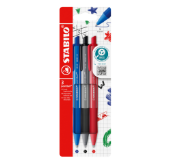 Stylo bille STABILO pointball Colorful Medium assorti blister 3 pièces