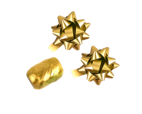 Ruban cadeau Polyband + 2 rosettes or