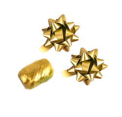 Ruban cadeau Polyband + 2 rosettes or