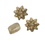 Ruban cadeau Polyband + 2 rosettes or pailleté