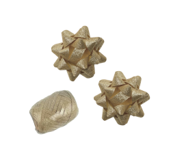 Polyband Gift Ribbon + 2 Gold Glitter Rosettes