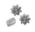 Ruban cadeau Polyband + 2 rosettes argent pailleté