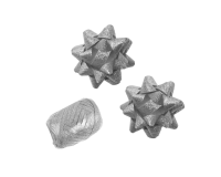 Ruban cadeau Polyband + 2 rosettes argent pailleté