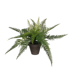 Plante artificielle Mica Fougère verte pot Stan gris d13,5cm Ø50cm 38cm