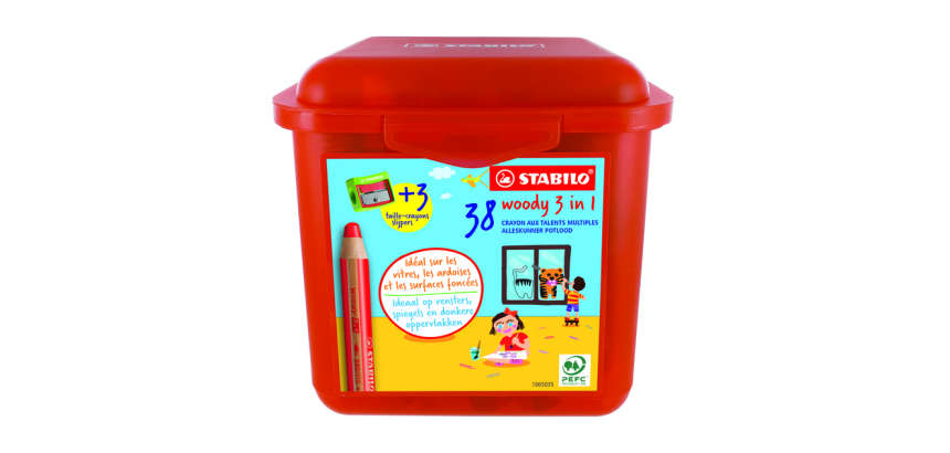 Kleurpotloden STABILO 882 woody 3 in 1 incl 3 slijpers classpack 38st