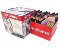 Whiteboardpotlood STABILO MARKdry incl 2 slijpers zwart classpack 30st