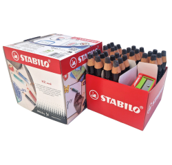 Whiteboardpotlood STABILO MARKdry incl 2 slijpers zwart classpack 30st