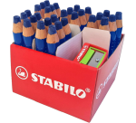 Crayon tableau blanc STABILO MARKdry avec 2 taille-crayons bleu Classpack 30pcs