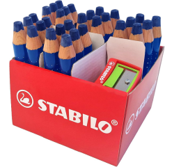 Crayon tableau blanc STABILO MARKdry avec 2 taille-crayons bleu Classpack 30pcs