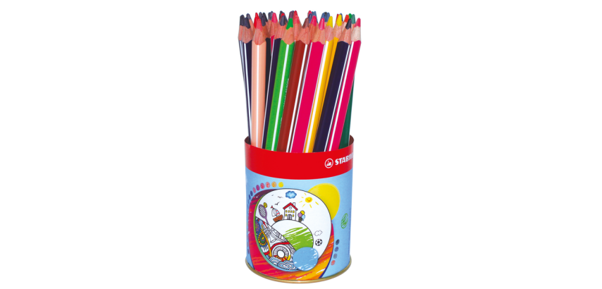 Kleurpotloden STABILO 203 Trio dik assorti classpack blik à 38 stuks