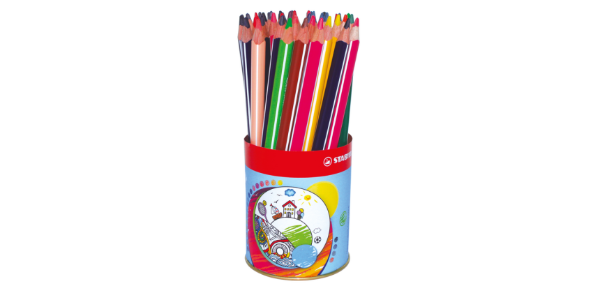 Kleurpotloden STABILO 203 Trio dik assorti classpack blik à 38 stuks
