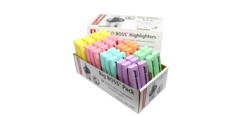 STABILO BOSS Original Highlighter 70 Pastel Assorted Classpack 48 Pieces