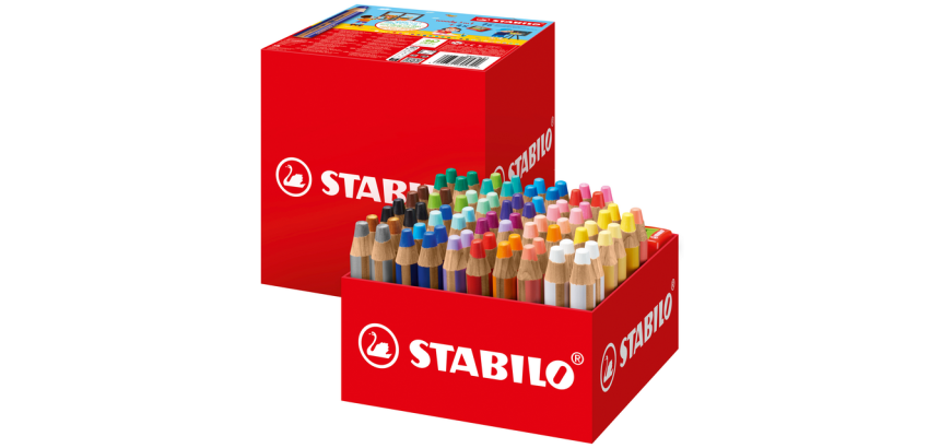 Crayon de couleur STABILO 882 woody 3 en 1 avec 4 taille-crayons Classpack 76 pièces