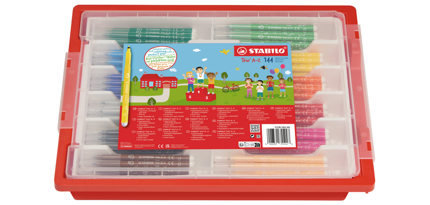 Viltstift STABILO Trio A-Z 378 fijn assorti classpack à 144 stuks