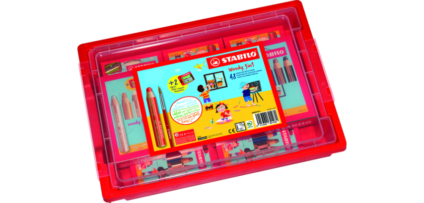 STABILO 882 woody 3 in 1 colored pencil with 2 sharpeners Classpack 48 pieces