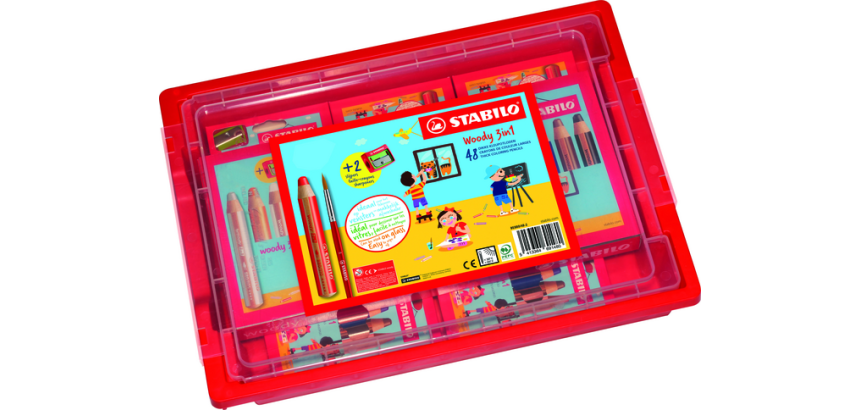 STABILO 882 woody 3 in 1 colored pencil with 2 sharpeners Classpack 48 pieces